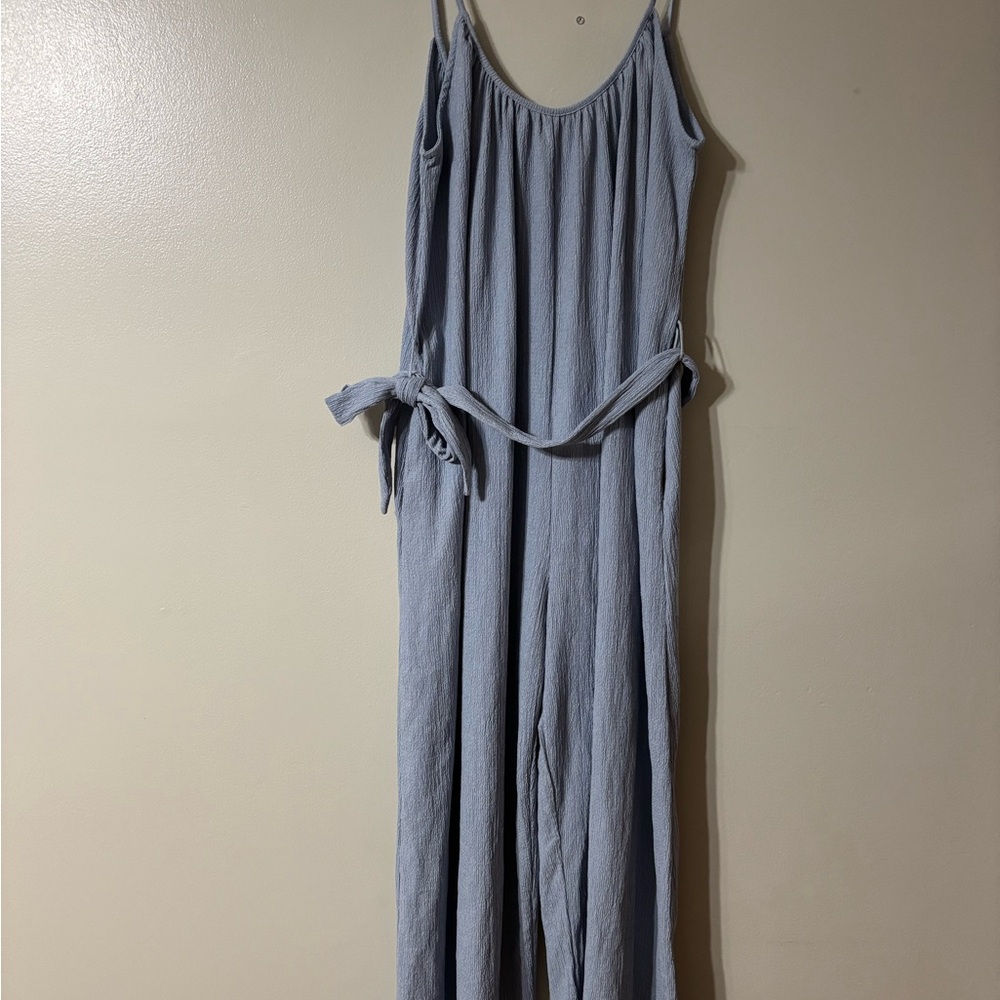 H&M Textured Blue Jumpsuit